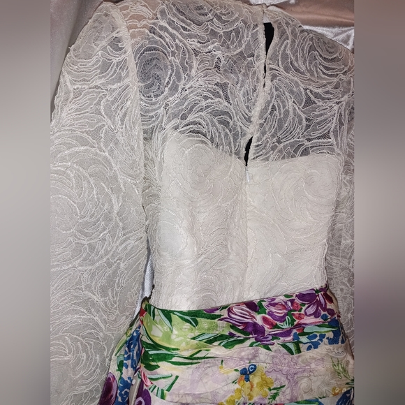 Rare Vintage Gorgeous Auers lace floral Paisley imprint cocktail dress S - Picture 12 of 16